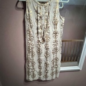 Cream and metallic gold, very elegant sz 8 tori Burch dress